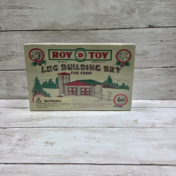 Roy Toy Other - Roy Toy Log Building Set The Farm No 11 Wood Construction Toy 50pc NEW Sealed